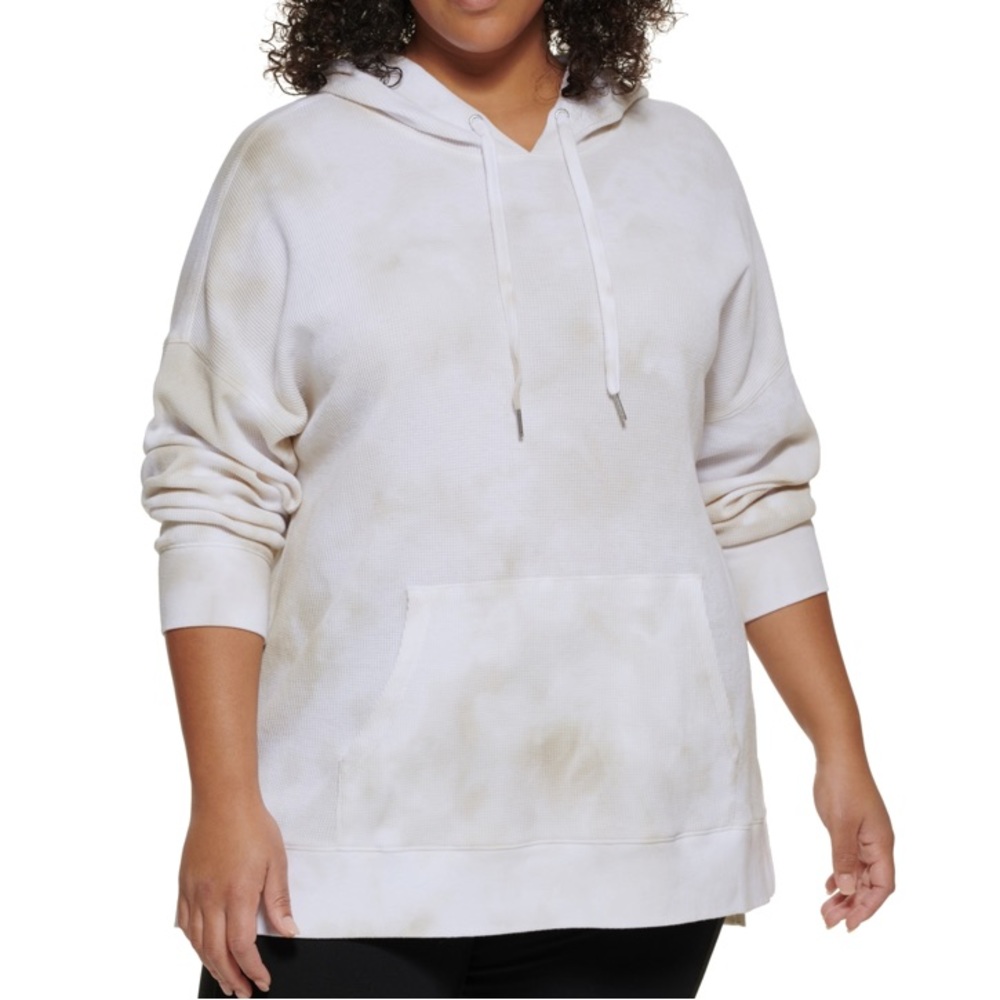 Calvin Klein Performance Plus Size High-Low Waffle Hoodie, Size: 3X